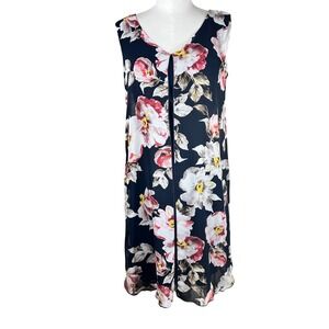 Connected Apparel Navy Floral Chiffon Overlay Sheath Dress THD43824M Mens 4